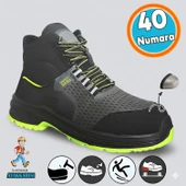 Süet Delikli Nefes Alan Çelik Burunlu İş Ayakkabısı 40 Numara İnşaatçı Tekstil Güvenlik Ayakkabı Bot thumbnail 1