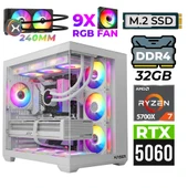 Xaser Nova X60 Ryzen 7 5700X 32GB Ram 2TB M.2 NVMe SSD 8GB RTX5060 Sıvı Soğutmalı Oyuncu Tavsiye sistem thumbnail 1