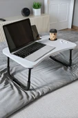 Bofigo Portatif Katlanır Laptop Sehpası Tablet Telefon Tutuculu Laptop Sehpası Beyaz thumbnail 4