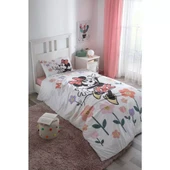Özdilek Lisanslı Fitted Çarşaflı Tek Kişilik Çocuk Nevresim Takımı-Minnie Flowers Beyaz thumbnail 1