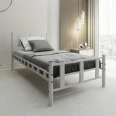 Lotus Tek Kişilik 90x200 Cm Metal Karyola A Kalite, Ses Çıkarmaz ,ölçülü Model Karyola Beyaz 1636-b thumbnail 2