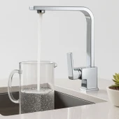 Modern Tasarım Krom Lavabo Bataryası Paslanmaz Pirinç Malzeme Uzun Ömürlü Banyo Bataryası thumbnail 6