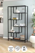 Bofigo 6 Raflı Kitaplık Dekoratif Kitaplık Metal Kitaplık Ofis Kitaplığı Larissa Antrasit thumbnail 1