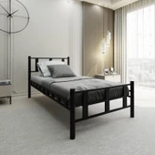 Lotus Tek Kişilik 120x200 Metal Karyola A Kalite, Ses Çıkarmaz ,Ölçülü Model Karyola  Siyah 1637-d thumbnail 2