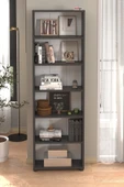 Bofigo 6 Raflı Kitaplık Dekoratif Kitaplık Modern Kitaplık Antrasit thumbnail 2