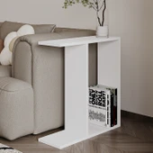 Lotus Modern Yan Sehpa – Kitaplıklı ve Dekoratif Tasarım, Beyaz thumbnail 3