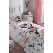 Özdilek Lisanslı Fitted Çarşaflı Tek Kişilik Çocuk Nevresim Takımı-Minnie Flowers Beyaz thumbnail 2