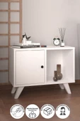 Bofigo Komodin 2 Bölmeli Komodin Kapaklı Komodin Yan Sehpa Mikonos Beyaz thumbnail 1