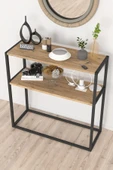 Bofigo Metal Ayaklı Dresuar Dekoratif Raflı Dresuar Konsol Metal Dresuar Çam thumbnail 4