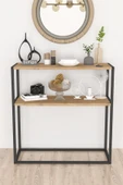Bofigo Metal Ayaklı Dresuar Dekoratif Raflı Dresuar Konsol Metal Dresuar Çam thumbnail 2