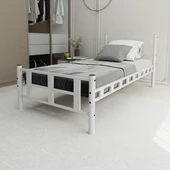 Lotus Tek Kişilik 90x200 Cm Metal Karyola A Kalite, Ses Çıkarmaz ,ölçülü Model Karyola Beyaz 1636-b thumbnail 1