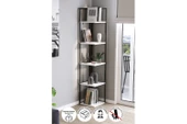 Bofigo 5 Raflı Metal Köşe Kitaplık Rafı Dekoratif Aksesuar Rafı Selanik 180 cm Beyaz thumbnail 1