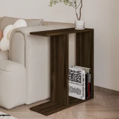 Lotus Modern Yan Sehpa – Kitaplıklı ve Dekoratif Tasarım, Ceviz thumbnail 3