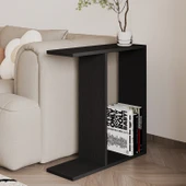 Lotus Modern Yan Sehpa – Kitaplıklı ve Dekoratif Tasarım, Ahşap Siyah thumbnail 1