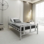 Lotus Tek Kişilik 90x200 Cm Metal Karyola A Kalite, Ses Çıkarmaz ,ölçülü Model Karyola Beyaz 1636-b thumbnail 3