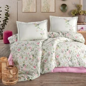 Clasy Ranforce %100 Pamuk Tek Kişilik Nevresim Elara V1 Adaçayı thumbnail 2