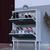 Modilayn UMAY Kapı Önü 72 x 90 x 25,5 cm’ lik 2 Düşer Kapak 4 Göz Bölmeli Ayakkabılık thumbnail 3