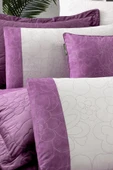 Floris Mor Çift Kişilik %100 Pamuk Nevresim Takımı ve Yatak Örtüsü Seti thumbnail 5