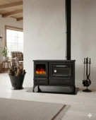 Reyo Stove Kırkgöze Büyük Camlı Fırınlı Şömine Soba thumbnail 1