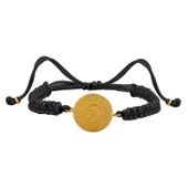 Gekas Kuyumculuk 22 Ayar Yeni Çeyrek Altın Siyah Renkli İpli Bileklik thumbnail 2