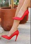 Jilya Kırmızı Cilt Stiletto Ayakkabı thumbnail 3