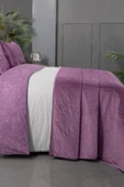 Floris Mor Çift Kişilik %100 Pamuk Nevresim Takımı ve Yatak Örtüsü Seti thumbnail 4
