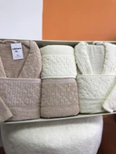 Su Yolu 8 Parça Aile Bornoz Takımı Krem - Açık Bej thumbnail 2