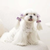 M-Pets Glam Fiyonklu Kedi ve Köpekler İçin Aksesuar Toka Mor thumbnail 3