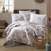 Clasy Ranforce %100 Pamuk Tek Kişilik Nevresim Semeran V1 Bej thumbnail 1