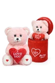 Özgüner Oyuncak 140 Özel Kalpli (I LOVE YOU) Yazılı Sevimli Peluş Ayıcık - Peluş Çanta Içerisinde Sevgiliye thumbnail 2