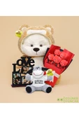 Özgüner Oyuncak Aşk Dolu Sürpriz Seti – 90 cm Uykumcuk Peluş Ayı + Çerçeve + Mini Buket + 25 cm eşeklik ettim eşek thumbnail 1