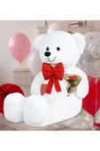 Ayıcı Oyuncak 130 cm Güllü Kalpli Papyonlu Büyük Ayıcık thumbnail 2
