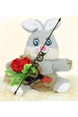 Özgüner Oyuncak Elinde Gül Tutan 25 Cm Sevimli Tavşan thumbnail 3
