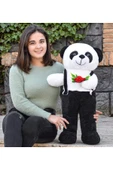 Ayıcı Oyuncak Ayakta Duran Siyah Tulumlu Panda Peluş Hayvan thumbnail 1