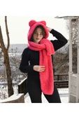 Ayıcı Oyuncak Pabtex Kapüşonlu Peluş Bere Atkı Welsoft Yumuşak Kumaş Sıcacık thumbnail 2
