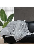Harika Peluş Fabrikası Pabtex Ponponlu 200*220 Cm Pelüş Tv Battaniyesi (%100 Yerli) thumbnail 2