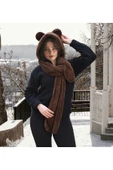Harika Peluş Fabrikası Pabtex Kapüşonlu Peluş Bere Atkı Welsoft Yumuşak Kumaş Sıcacık thumbnail 1