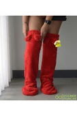 Harika Peluş Fabrikası Kulaklı Peluş Çorab Welsoft Diz Üstü Oda Çorabı Kışlık Uyku Çorabı Ayak Isıtıcı Uzun Çorap thumbnail 3
