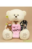 Ayıcı Oyuncak Sevgiliye Hediye Seti – 120 cm Büyük Peluş Ayı + 25 cm Küçük Ayıcık + Ayıcık Buketi + Love Çerçeve thumbnail 1