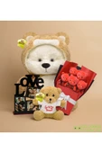 Ayıcı Oyuncak Sevgiliye Tatlı Sürpriz – Uykumcuk Ayı 90 cm, Mini Buket, Çerçeve ve 25 cm iyi ki varsın ayı thumbnail 1