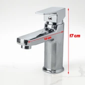 Krom Lavabo Bataryası Paslanmaz Gövde Tek Kollu Sıcak Soğuk Su Ayarlı Şık Modern Musluk thumbnail 4