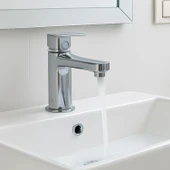 Krom Lavabo Bataryası Paslanmaz Gövde Tek Kollu Sıcak Soğuk Su Ayarlı Şık Modern Musluk thumbnail 3