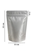 Kilitli Alüminyum Doypack Kahve Kuruyemiş Bakliyat Kedi Köpek Kuş Yemi Saklama Torbası 13x22 cm 25Li thumbnail 6