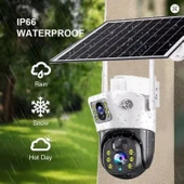 OKAM 7015 4G 6mp Dual Lens Güneş Panelli Solar Sirenli Güvenlik Kamerası thumbnail 2