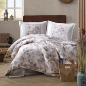 Clasy Ranforce %100 Pamuk Çift Kişilik Nevresim Takımı Semeran V1 Bej thumbnail 3