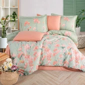 Clasy Ranforce %100 Pamuk Çift Kişilik Nevresim Takımı Nivora V1 Pudra thumbnail 1