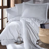 Clasy Ranforce %100 Pamuk Çift Kişilik Nevresim Takımı Velvet V1 Beyaz thumbnail 2