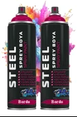 Bordo Sprey Boya 200 ml 2 Adet Hızlı Kuruyan Profesyonel Ahşap Plastik Demir Metal Cam Porselen Duvar Renkli thumbnail 1
