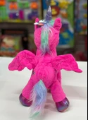 Oyuncak Peluş Kanatlı Unicorn Tek Boynuzlu At Fuşya Koyu Pembe 30 CM thumbnail 3