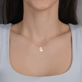 14 Ayar Altın Plakalı Ruh Figürlü Sevgililer Günü Hediyesine Özel Altın Kolye-846 thumbnail 2